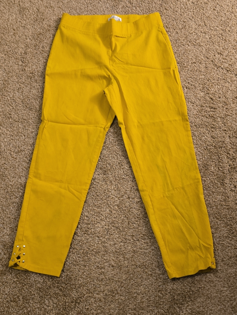 89th & Madison Mustard Yellow Ankle Pants with Eyelet Detail